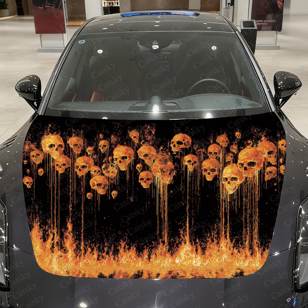 Flame And Skull Car Hood Stick - đánh giá và giá Car Accessories Gift Ideas