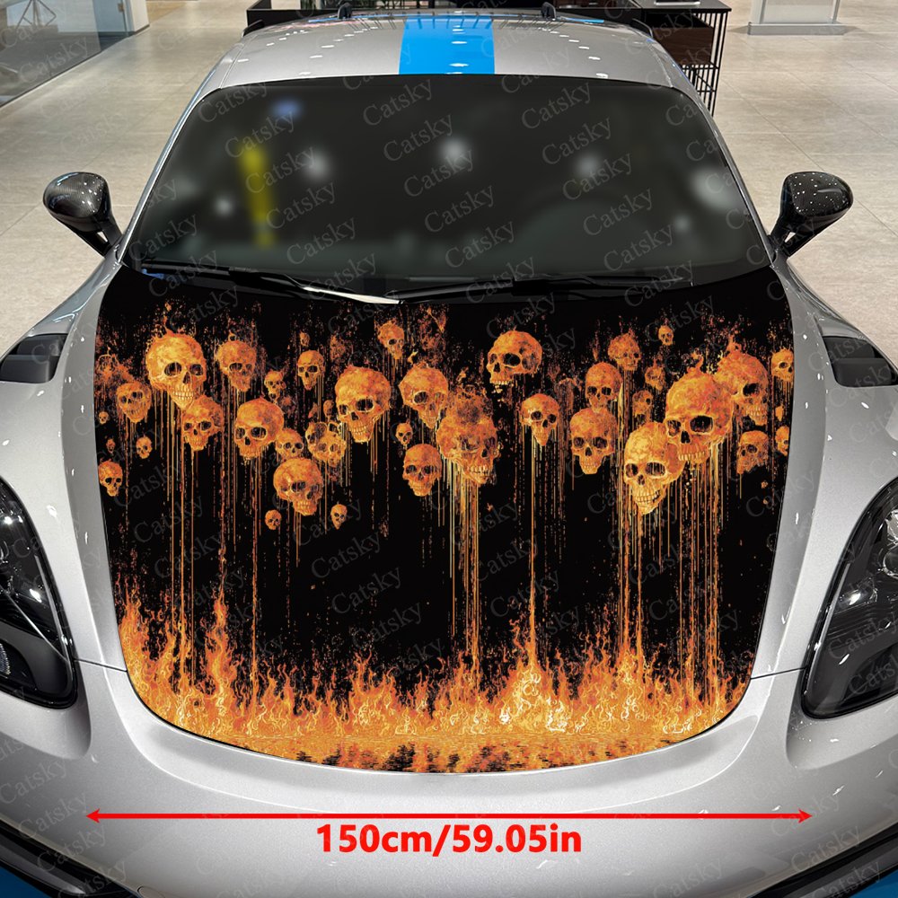 Flame And Skull Car Hood Stick - đánh giá và giá Car Accessories Gift Ideas