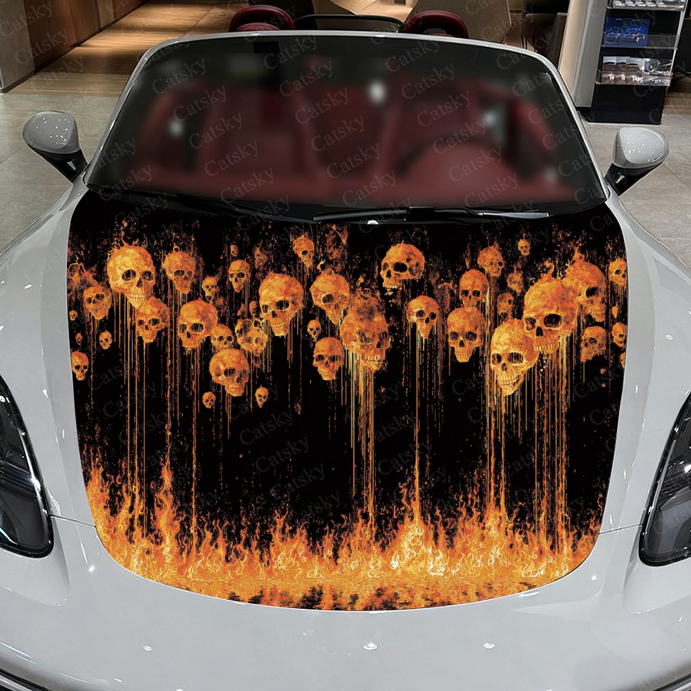 Flame And Skull Car Hood Stick - đánh giá và giá Car Accessories Gift Ideas