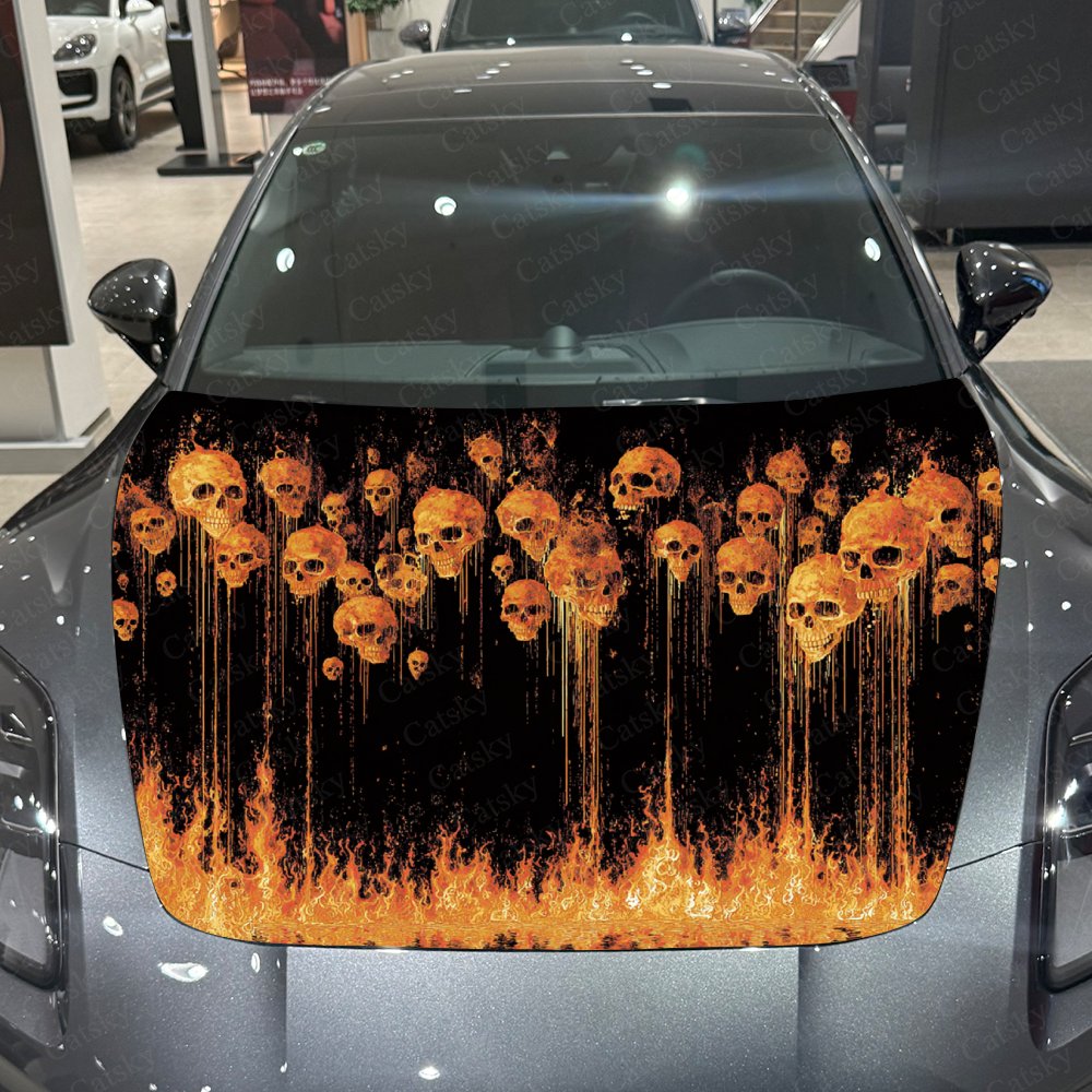 Flame And Skull Car Hood Stick - đánh giá và giá Car Accessories Gift Ideas